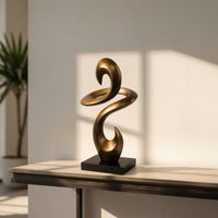 Geometric Sculpture Gold Tabletop Sculpture Brushed Decorative Ornament for Living Room, Office, Hotel Reception Area