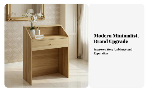 Compact Design Small Reception Desk Sturdy Construction Small Front Desk Multi-Purpose Retail Checkout Counter Spacious Countertop for Receptionists, Shopkeepers, Business Owners, Cafe, Boutique, Lobby