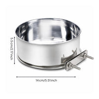 Stainless Steel Dog Food Bowl with Clamp Holder Space-Saving Pet Food Bowl with Clamp Holder Rust-Resistant Feeding Dish Secure for Kennel