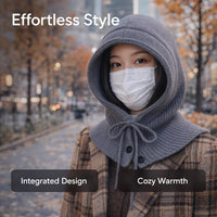 Lightweight Hooded Scarf Hat, Knit Hooded Scarf Hat, Warm Windproof Adjustable S #variant:['Grey']