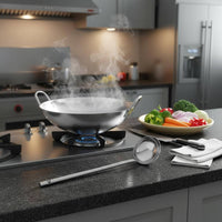 Stainless Steel Ladle Anti-Scalding Wok Spoon Mirror Polished Long Handle Ladle for Restaurants