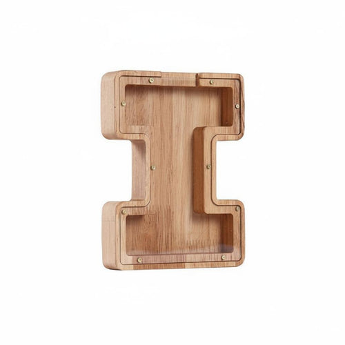 Wooden Letter Piggy Bank Natural Wood Alphabet Currency Box Creative Design
