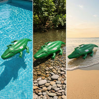 Realistic Inflatable Crocodile Pool Lounger Friendly Inflatable Crocodile with Handles Heavy-Duty Pool Toy with Handles Safe for Lake