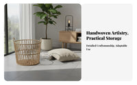 Woven container with Lid French & design Laundry Hamper Large Capacity for Living Room