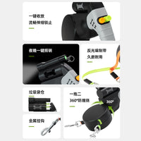 Retractable Dual-Head Dog Leash Anti-Tangle with ABS Handle