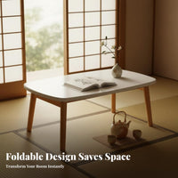 Minimalist aesthetic Foldable Floor Table Space-Saving Household Furniture Multi-Functional Portable Desk stable Leg Locks for Apartment Dwellers, Students, distance Workers, Living Room, Small areas, Bedroom, On the Bed