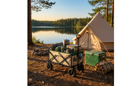 Heavy Duty Camping Wagon with All-Terrain Wheels Sturdy Folding Wagon Telescopic Collapsible Cart with Side Pocket Adjustable for Shopping