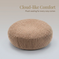 Round Teddy Fleece Floor Cushion, Large Floor Cushion Seating, Soft Thick Floor Pillow, Modern Minim - Image 2