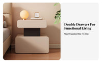 Two-Tier Block Nightstand Rounded Corners Bedside Table Quiet-Close Drawers