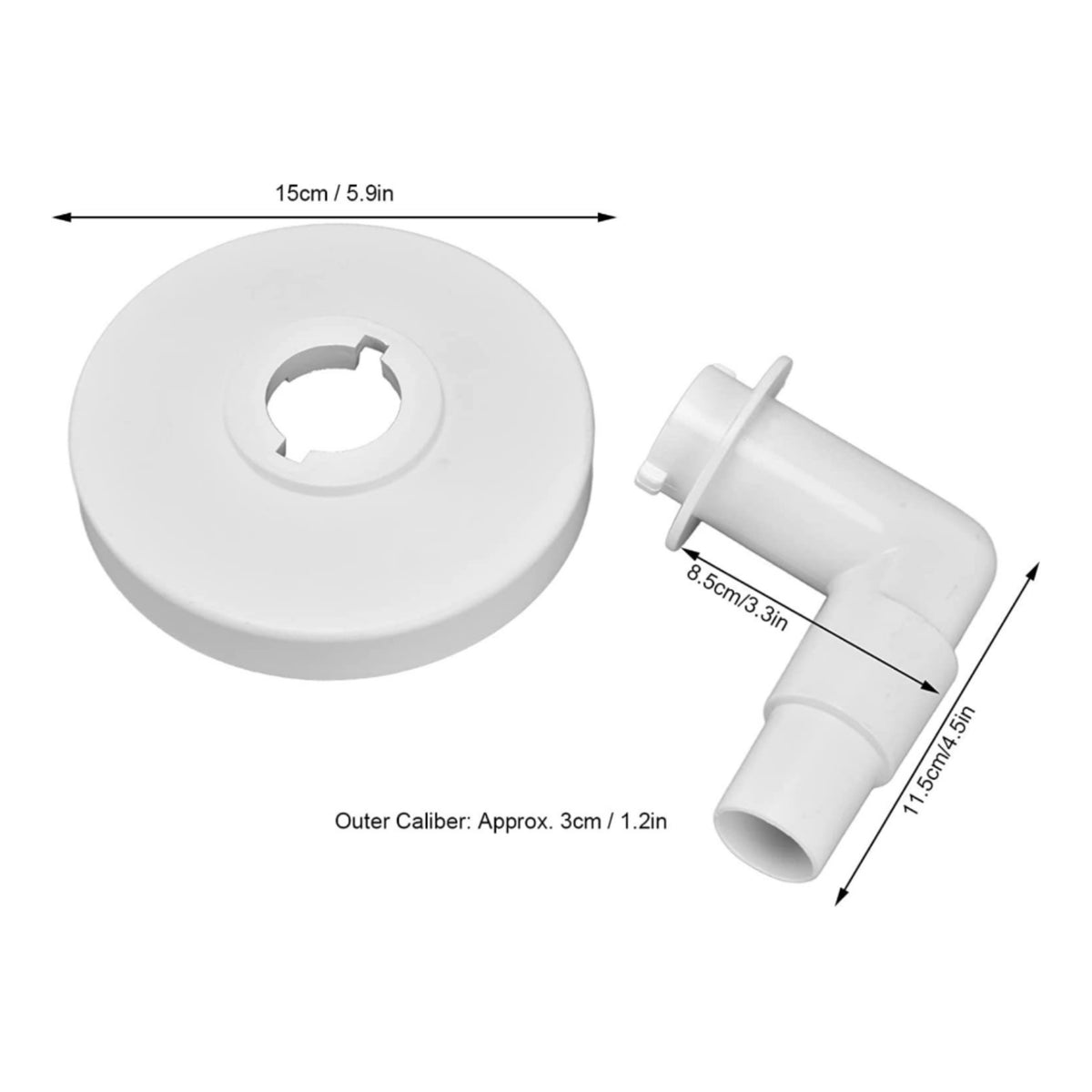 Vacuum Plate with Elbow Molded Pool Skimmer Adapter White