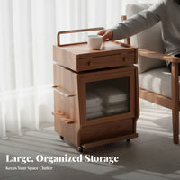 Robot-Shaped Nightstand Movable with casters End Table Space-Saving for Children
