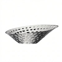 Silver Fruit Bowl Lustrous Hammered Metal Bowl Modern for Entryway Console