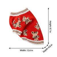 Knitted Dog Sweater and Knitted Cat Sweater, Button Front V-shaped neckline Acrylic British Style Winter Warm Pet Clothes, Short Sleeve Small Dog Vest