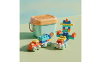 Toddler Blocks with Train Portable Building Blocks with Storage Bucket Construction Set Non for Toddlers, Playroom