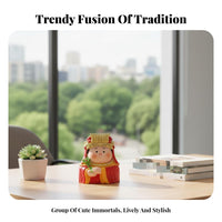 Deity of Prosperity Figurine Creative Gift Chinese God Ornament Good Luck Charm Cute Deity Statue for Home Stylists, Collectors, Living Room, Bedroom