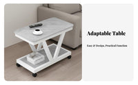 With Wheels Rolling Couch Table Space-Saving Design Z-Frame Rolling Trolley Multi-Purpose Living Room Furnishing Stable Load-Bearing for Apartment Dwellers, Homeowners, Distance Workers, Small Areas, Bedroom, Home Office
