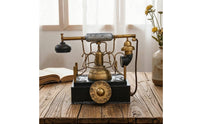 Creative Vintage Telephone Decor Sturdy Decorative Phone with Rotary Dial Sturdy Industrial Telephone Model Stable for Office Desk, Photo Studio