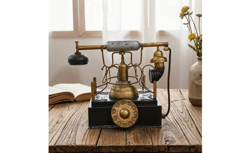 Creative Vintage Telephone Decor Sturdy Decorative Phone with Rotary Dial Sturdy Industrial Telephone Model Stable for Office Desk, Photo Studio