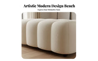 Creamy Aesthetic Padded Rectangular Ottoman Plush Texture puffShaped Ottoman Modern design Upholstered Bench firm density Sponge for Adults, Homeowners, Interior Designers, Bedroom, Entryway, changing area, Commercial Space