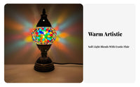 African Table Lamp Romantic Atmosphere African Stained Glass Vintage Influenced Bohemian Design Night Lamp for Bedroom, Living Room