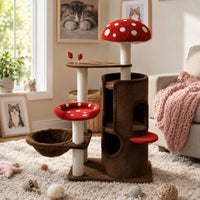 Toadstool Feline Tree Arched Opening Multi Level Feline Structure Dangling Toys
