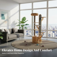 Multi-Level Wooden Climbing Tower abrasionResistant Posts Multi-Level Tower with Condo and Perches Sturdy Construction Cat Furniture for Indoors, Home