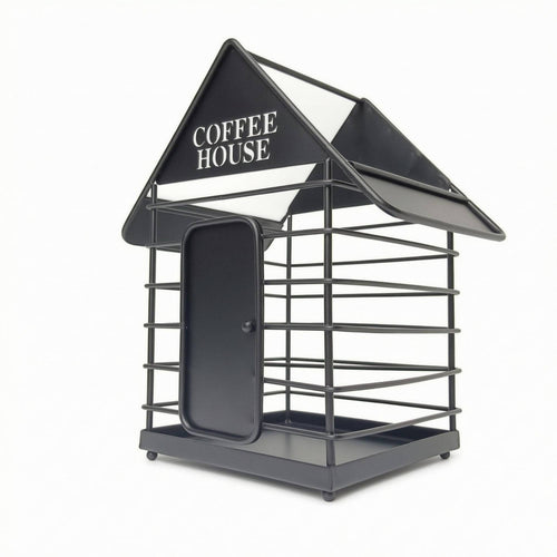 House-Shaped Coffee Capsule Small Basket Front Door Wire Coffee Organizer Sturdy Capsule Basket
