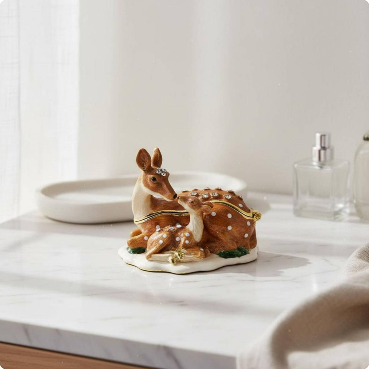 Mother and Baby Deer Box Delicate Deer Jewelry Box Gift Idea for Vanity, Bedroom