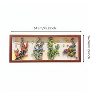 Plum Lily Bamboo Chrysanthemum Art Artisanal Look for Tea Room, Gift Giving