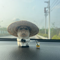 Cute Cow with Hat Car Dashboard Decoration, Resin