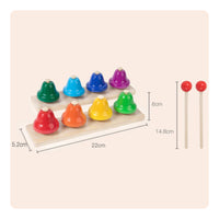 Early Learning 8 Tone Bell Set Educational 8 Note Handbell Set Color-Coded Notes Rainbow Percussion Bells Develops Movement Skills for Preschoolers, Toddlers, Beginners, Preschool, Music Class, Classroom, Playroom