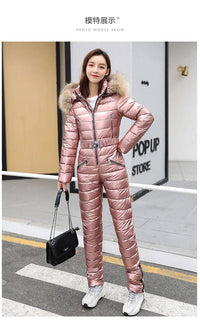 Women Ski Suit Women Jackets Winter Hooded Parka Jumpsuit Wo