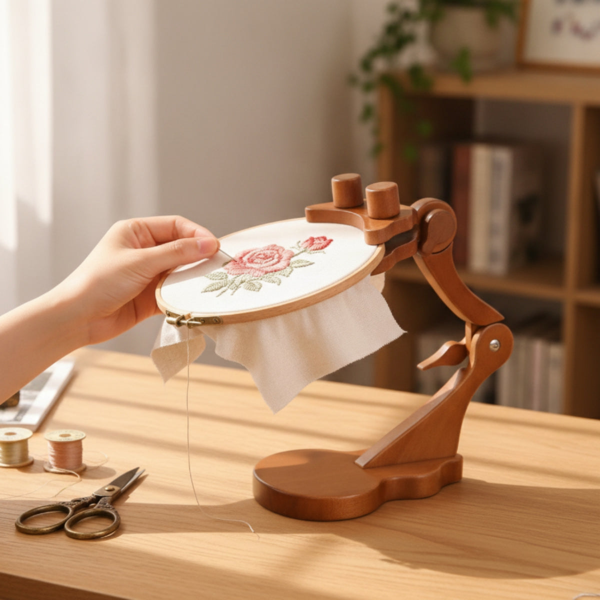 Tabletop Embroidery Stand Adjustable Embroidery Hoop Holder Hands Cross-  Stand for Crafters, Hobbyists, Desk, Craft Room
