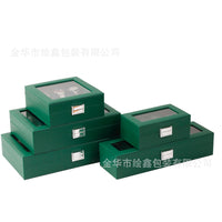 新品墨绿色皮革手表盒简约绒布手表收纳盒高档腕表展示礼品包装盒