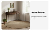 Dressing Desk with Round Mirror and Stool Vintage design Makeup Table space-saving Design Multiple Storage Drawers for Teenagers
