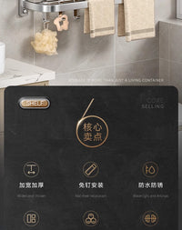 加厚不锈钢卫生间置物架免打孔浴室毛巾架一体壁挂式厕所收纳架子 方管单层40cm【加高加厚】
