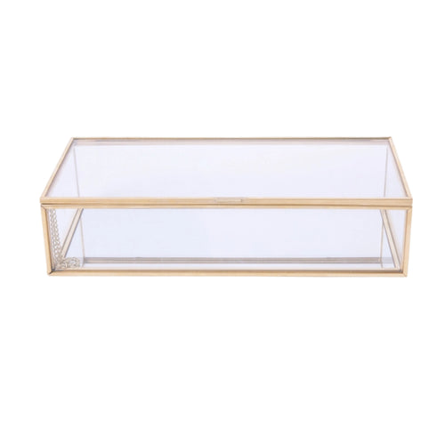 Glass Display Box with Hinged Lid Versatile for Vanity, Wedding