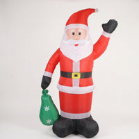 Inflatable Santa with Sack Outdoor Santa Father Christmas with Present Sack Yard Decor Giant Waving for Lawn, Porch