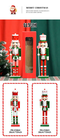 38cm Candy Series Cake Head Nutcracker Wooden Christmas Decoration