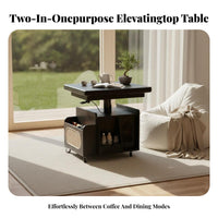Height-Adjustable Coffee-to-Dining Table Multi-Functional Household Furniture Space-Saving Mobile with Locking casters