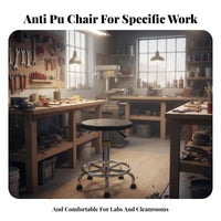Anti-Static Wheeled Stool Adjustable Height Rolling Chair Ergonomic Backrest