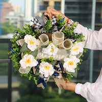 仿真花尤加利叶花环 春夏家居装饰壁挂欢迎牌挂件 倒挂树节日布置