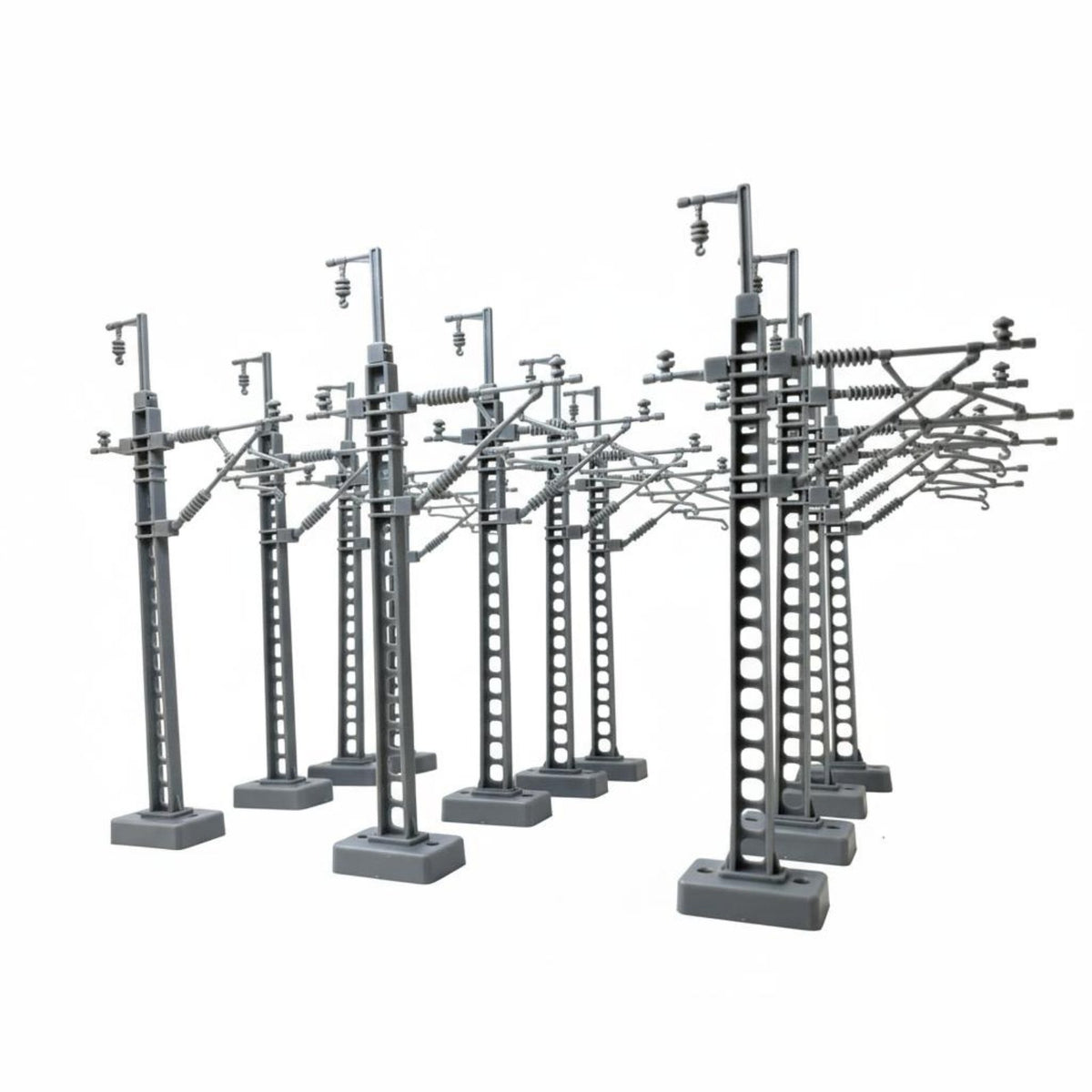 12 Pieces Catenary Mast Electrified Catenary Pole Realistic Railway Pole with Electrified-Wire-Wire Arm for Collectors, Dioramas