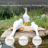 Resin Duck Drinking Statue for Garden Pond Decor