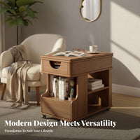 Adjustable C-Shaped Table with casters Rolling Cart Multi-Purpose for Living Room