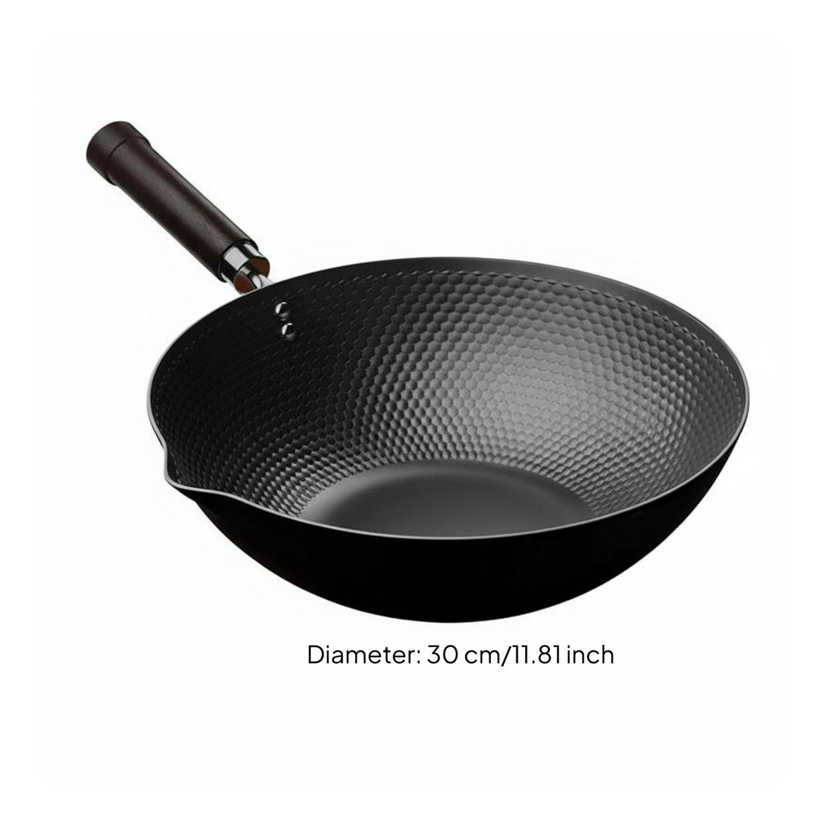 Induction and Gas Compatible Non-Stick Iron Wok Fast Heat Conduction Uncoated Cooking Wok Rust Resistant Honeycomb Frying Pan Lightweight for Home Cooks