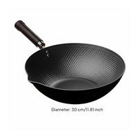 Induction and Gas Compatible Non-Stick Iron Wok Fast Heat Conduction Uncoated Cooking Wok Rust Resistant Honeycomb Frying Pan Lightweight for Home Cooks