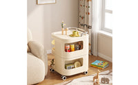 2-Tier Rolling Cart Compact 2 Tier Rolling Cart Multi-Functional Trolley for Bedroom, Nursery