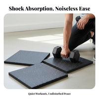 Sound Insulating Rubber Gym Floor Tile Noise Reducing Shock Absorbing Exercise Mat High Density Heavy Duty Rubber Mat Anti-Slip Surface for Weightlifters, Garage, Basement