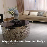 Circular Table with Floral Cutcarved Opening Base Marble Surface Round Pedestal Table Stable Build Adaptable for Residents